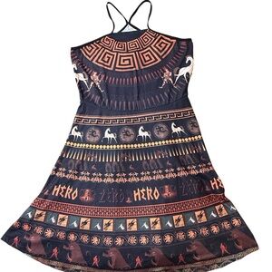 Disney Hot Topic Hercules Zero to Hero Halter Dress sz L Sundress Brown